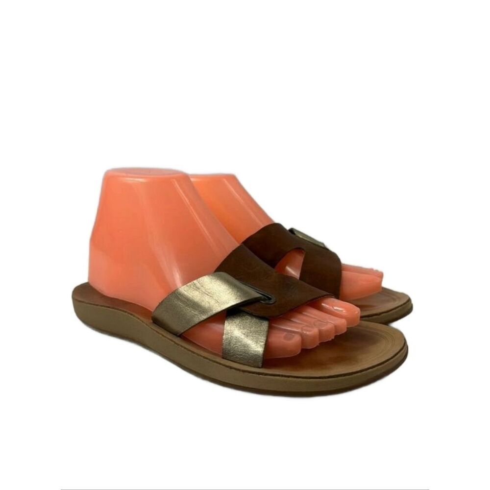 OLUKAI‎ Nonohe Olu Golden Brown Leather Slide Women’s Sandals